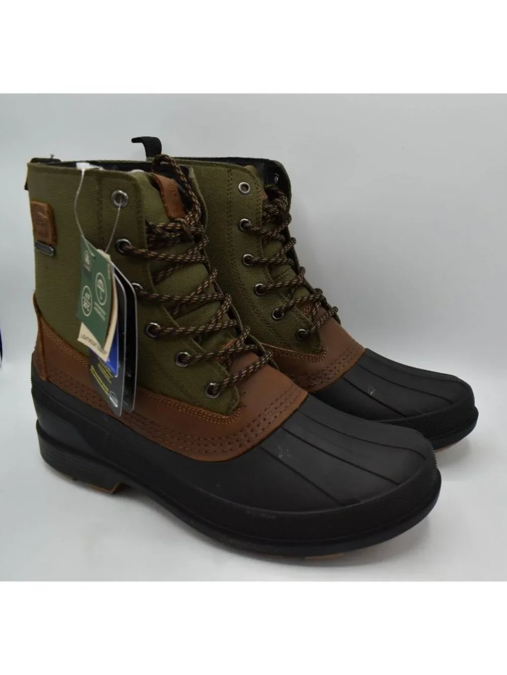 Kamik Mens Size 11 Lawrence Dark Olive Leather Insulated Waterproof Winter Boots